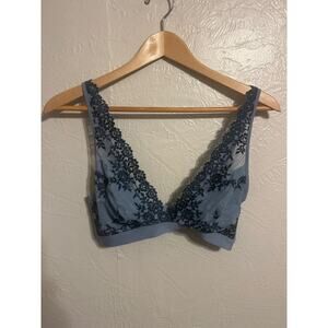 Warcoal Blue Embroidered Bra 38